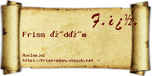 Friss Ádám névjegykártya