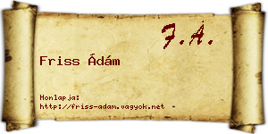 Friss Ádám névjegykártya